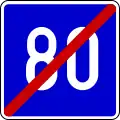 End of recommended speed (80&nbsp;km/h)