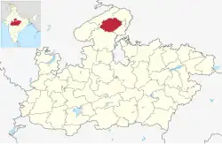 Location of Gwalior district in Madhya Pradesh