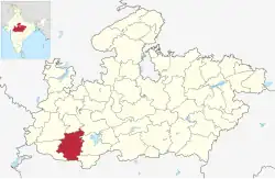 Location of Khargone district in Madhya Pradesh