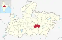Location of Narsinghpur district in Madhya Pradesh