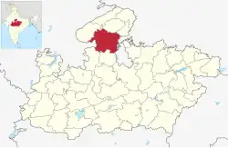 Location of Shivpuri district in Madhya Pradesh