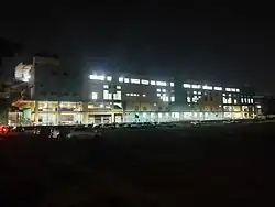 The station illuminated
