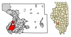 Location of Granite City in Madison County, Illinois
