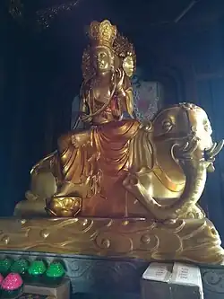 Statue of Puxian at the Daxiong Baodian of Zhaoshan Temple in Xiangtan, Hunan, China.