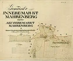 Municipality of Mahrenberg in the Drau Valley, Lower Styria, scale added later in metric units