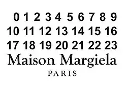 A white fabric label with numbers 0 through 23 printed in a grid format