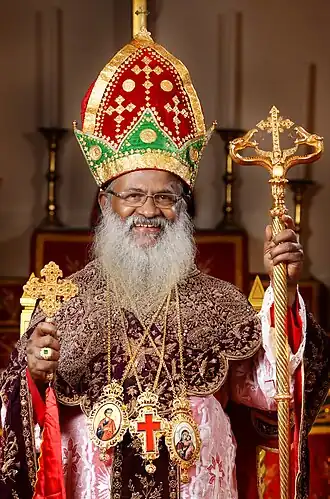 Baselios Marthoma Mathews III Present Catholicos of Malankara Orthodox Church in their own vestment
