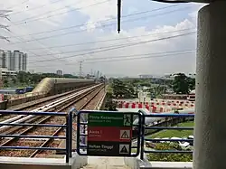 The tracks as seen from the station, heading towards Pandan Jaya LRT station