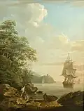 Man-Of-War at a Coastal Anchorage (1787)