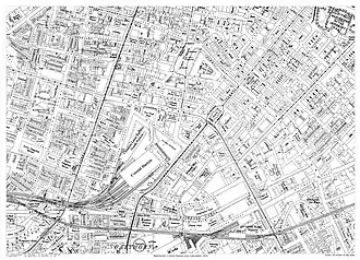 A 1894 map showing the location of Central station
