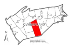 Map of Cumberland County, Pennsylvania highlighting Dickinson Township