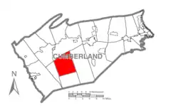 Map of Cumberland County, Pennsylvania highlighting Penn Township