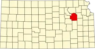 State map highlighting Wabaunsee County