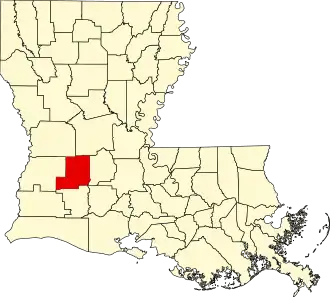 Map of Louisiana highlighting Allen ParishAllen Parish