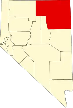 Map of Nevada highlighting Elko County