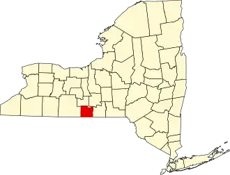 State map highlighting Chemung County