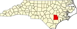 Map of North Carolina highlighting Duplin County