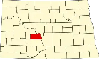 Map of North Dakota highlighting Oliver County