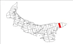 Map of Prince Edward Island highlighting Lot 45