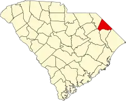 Map of South Carolina highlighting Dillon County