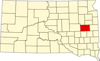 Map of South Dakota highlighting Kingsbury County