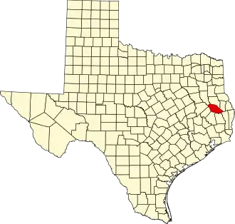 State map highlighting Angelina County