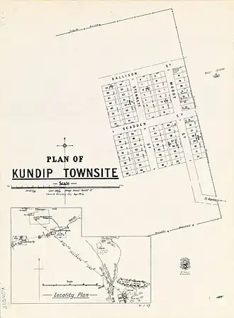 A 1907 map of the townsite of Kundip