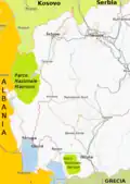 Mavrovo National Park marked on a map (left)