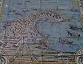 Maiolica floor tile depicting a historic map of Trapani