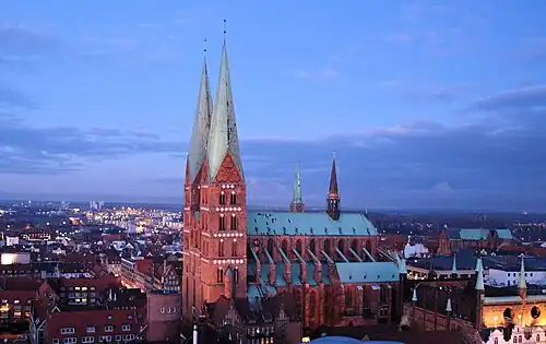 St. Mary's Church, 1265–1352, in Lübeck, unknown architect, Germany