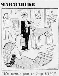 The first Marmaduke strip, published in The Cincinnati Enquirer on November 15, 1954