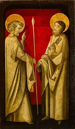 Saints Thomas and Peter (The Master of the Sherborne Almshouse Triptych outer right panel)