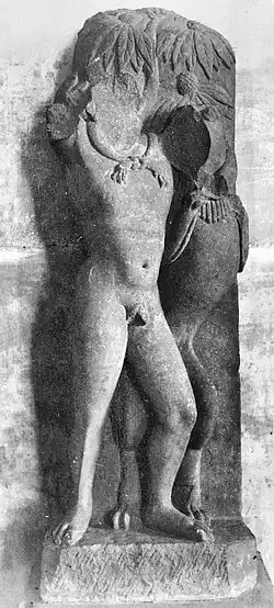 The Mathura Herakles, strangling the Nemean lion (Kolkata Indian Museum).[103]