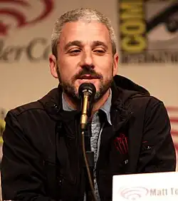 Producer Matt Tolmach speaking at the March 2012 WonderCon in Anaheim, California.