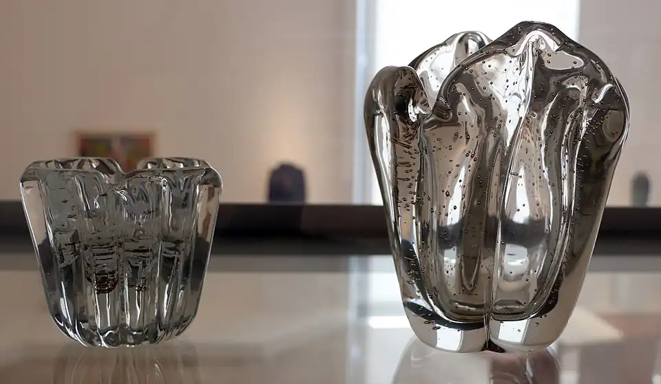 Cup and vase by Maurice Marinot (1932)