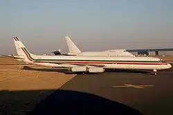 McDonnell Douglas DC-8-63(F) airplane with red and green stripes