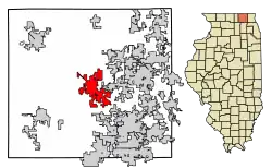 Location of Woodstock in McHenry County, Illinois.