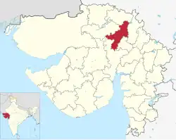 Location of district in Gujarat