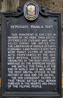 Memorare Manila 1945 Historical Marker