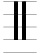 two parallel vertical strokes across three staff spaces