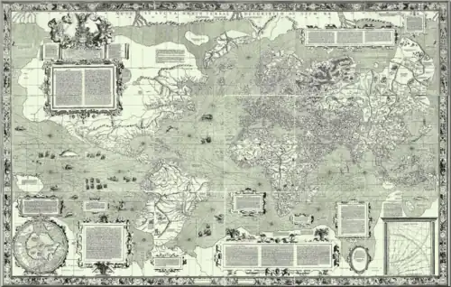 World map by Gerardus Mercator (1569), first map in the well-known Mercator projection