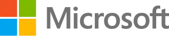 Microsoft logo, depicting a square divided into four sub-squares, colored red-orange, green, yellow and blue (clockwise), with the company name appearing to its right
