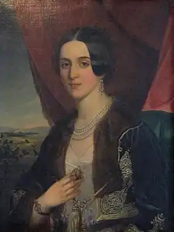 Mihailo's sister, Princess Jelisaveta Obrenović, Baroness Nikolić of Rudna (1818-1848) by Miklós Barabás