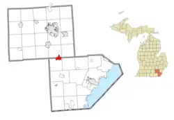 Location within Monroe County (bottom) and Washtenaw County (top)