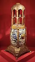 Chinese porcelain stool (1575–1600) with Ottoman metallic mounting and modifications (1618) for use as an incense burner Turkish and Islamic Arts Museum
