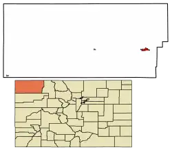 Location of Craig in Moffat County, Colorado