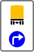 Turn right for vehicles carrying dangerous goods