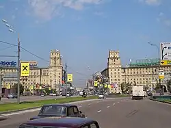 Moscow, Gagarin square; note different finishes