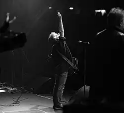 Moving Pictures lead singer Alex Smith performing onstage in 2015