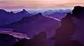 From Mount Forbes (right foreground), to Mons Peak (centre), Bush Mtn (left)